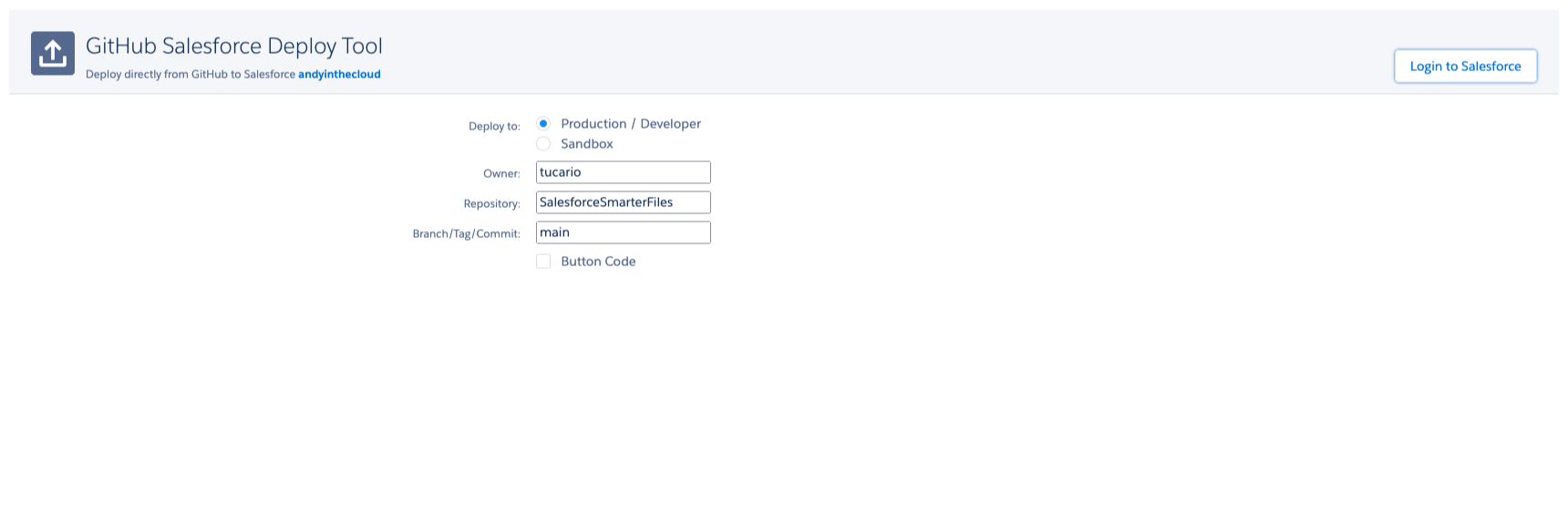 Deploy tool settings