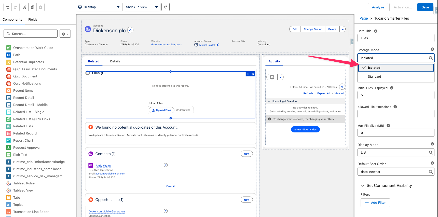 App Builder configuration panel